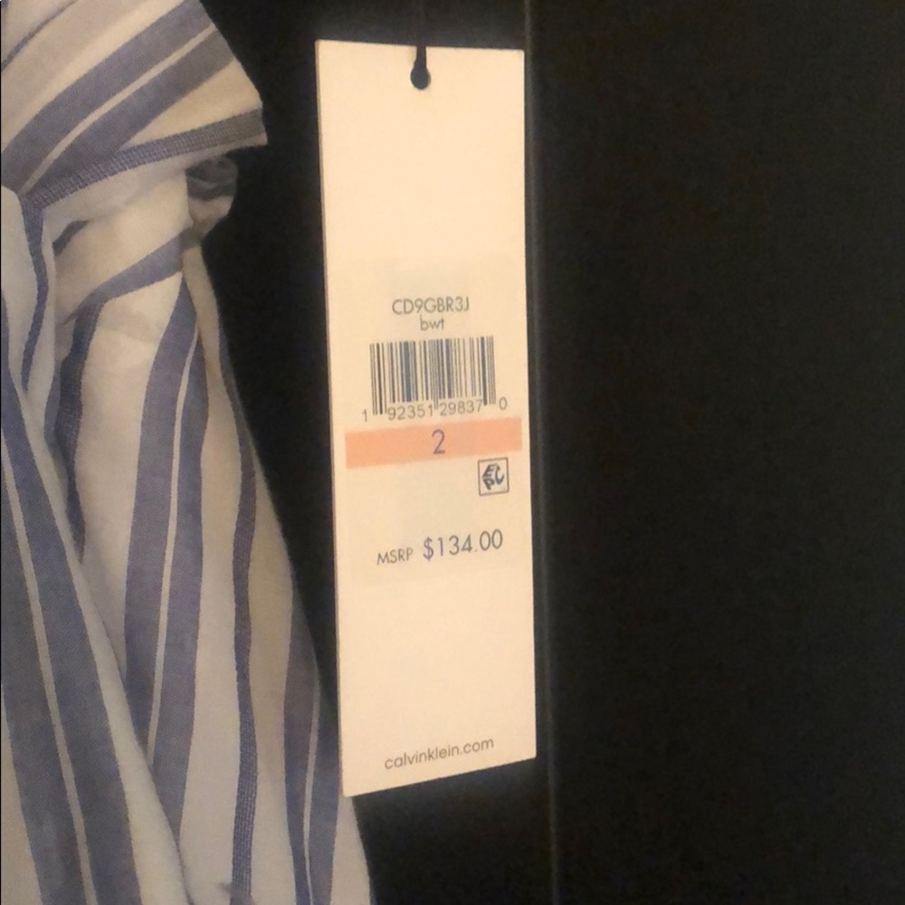 🎉🔥 HP!! NWT! Calvin Klein striped cotton dress size 2 - Picture 7 of 9